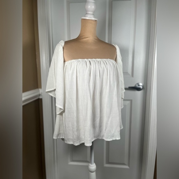 K Jordan White Off-Shoulder Top Size Medium - Picture 5 of 10